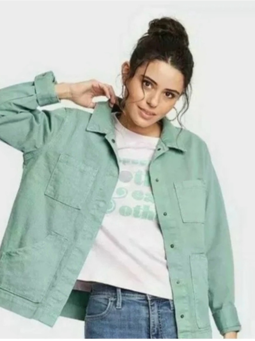 Universal Thread Mint Green Utility Chore Denim Jacket Size Small